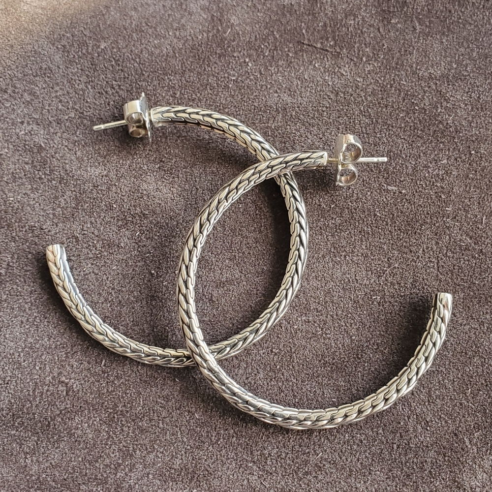 John Hardy Hoops Earrings Silver Large Chain Collection